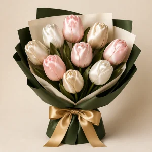 Satin Tulip Keepsake Bouquet by DS Lush